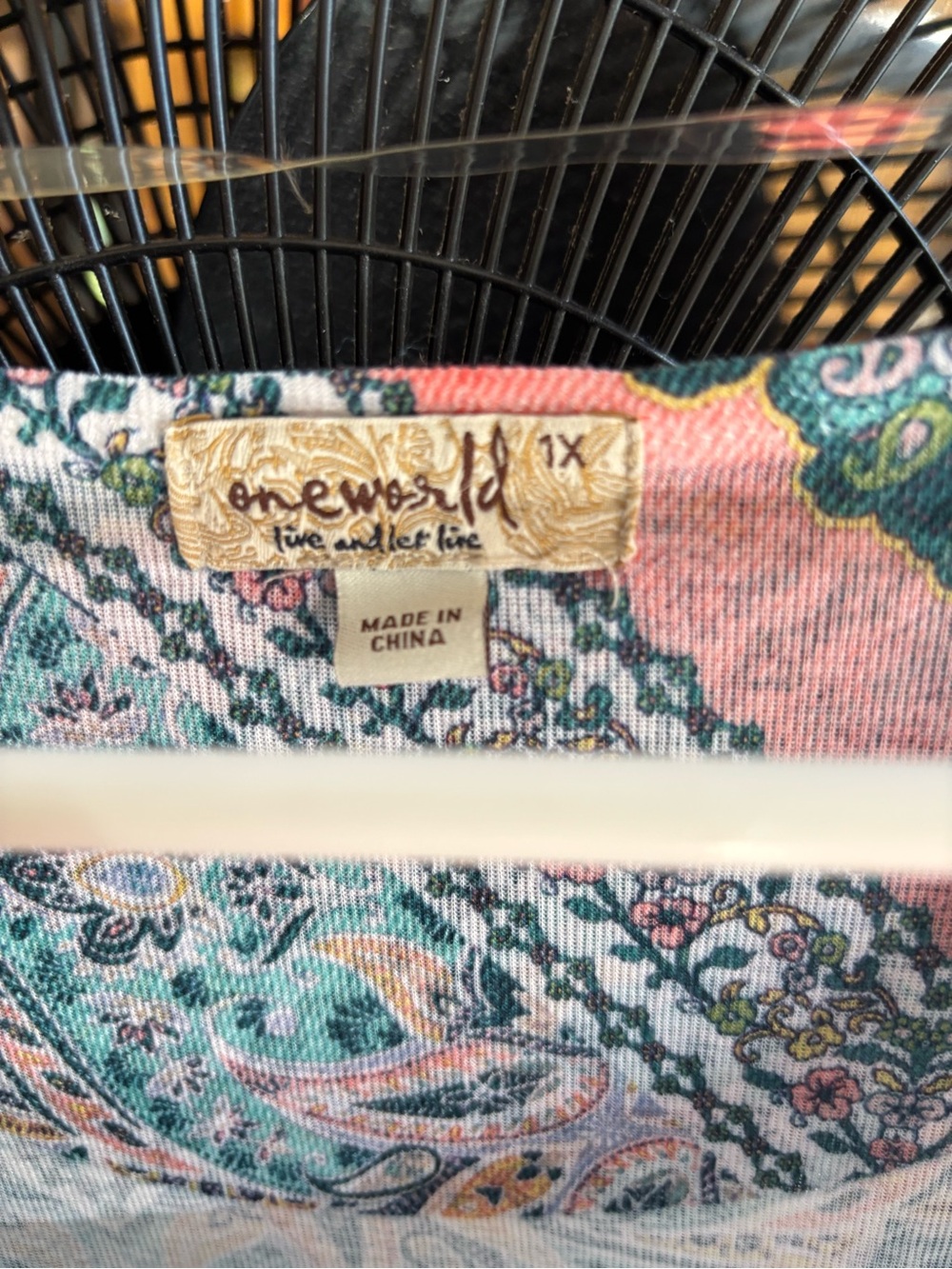 Boho Paisley Print Short Sleeve Top in Pink & Teal . - Picture 5 of 5